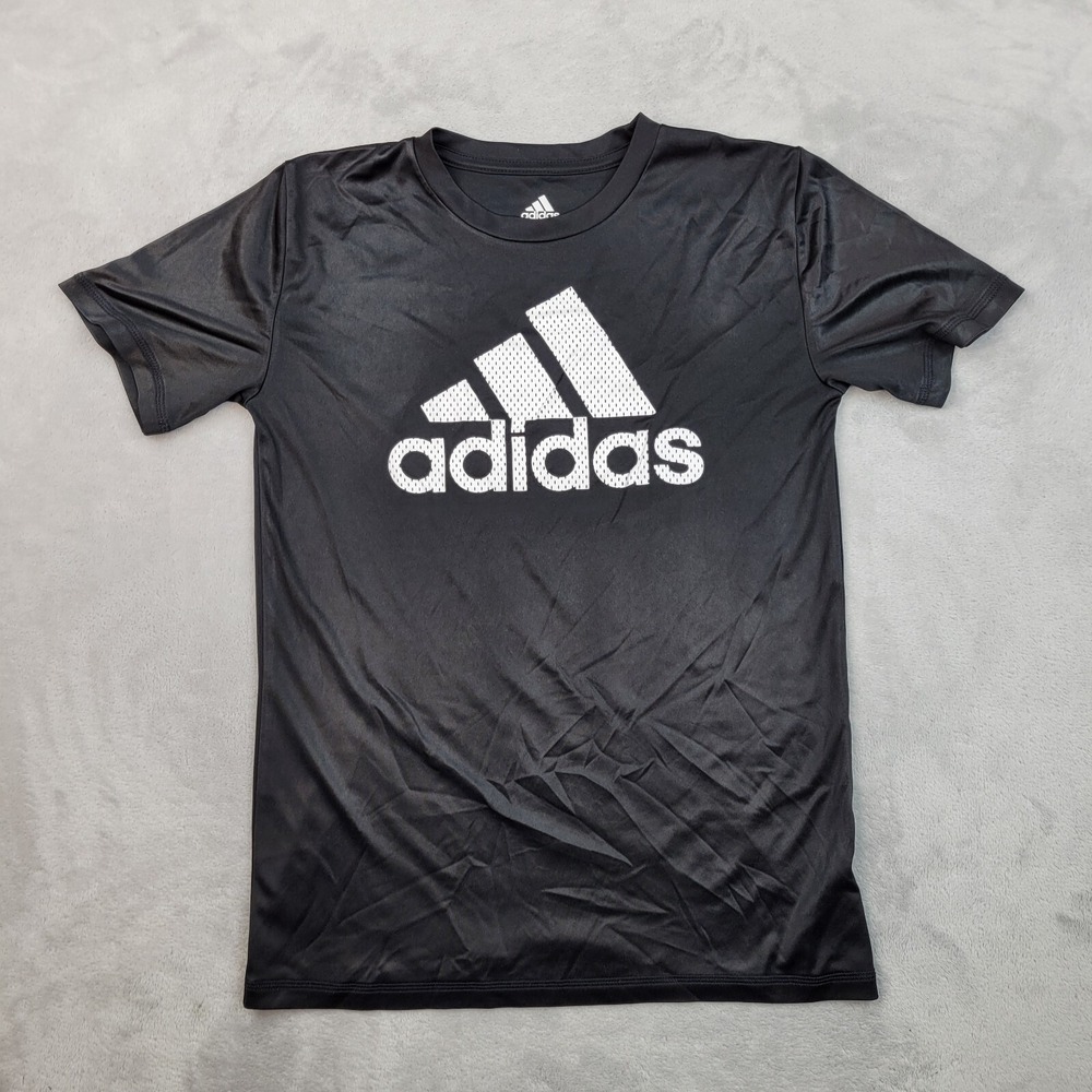 Adidas Shirt Boys Medium Crewneck Performance Three 3 Stripe Logo‎ Youth Kids